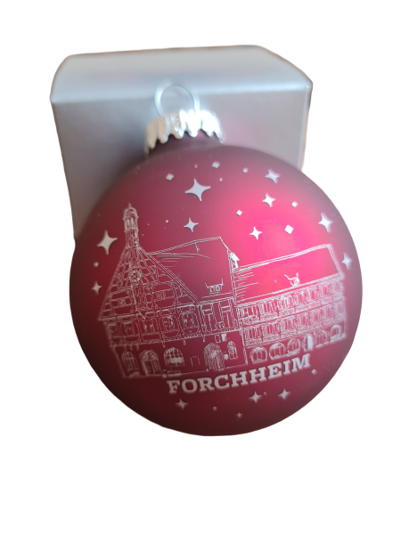 Weihnachtskugel mit silberner Rathaus-Silhouette